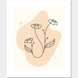 Minimal Peach Floral Art Posters and Art